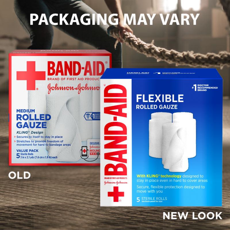 Photo 1 of Band-Aid First Aid Flexible Rolled Gauze, 3 in X 2.1 Yd Medium - 5.0 Ea

