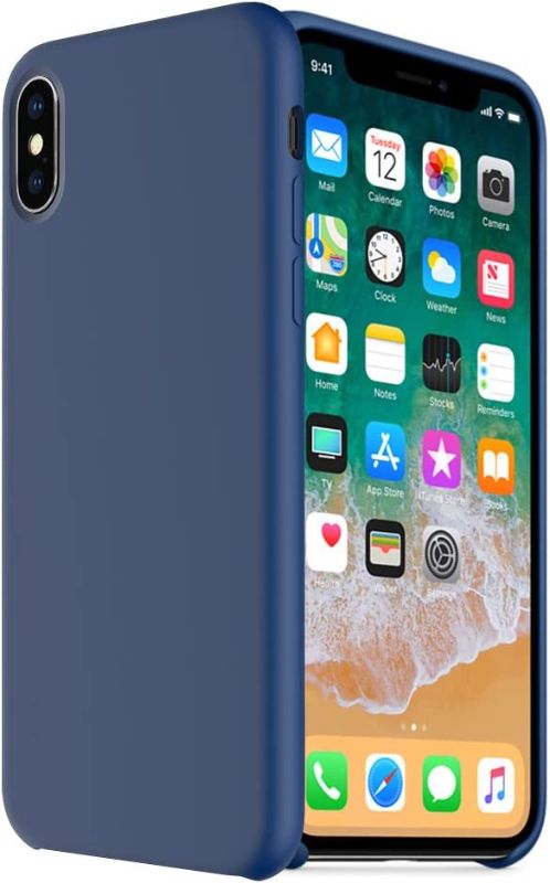 Photo 1 of iPhone X case, Moleboxes iPhone 10 Silicone Slim Fit Rugged Case Heavy Duty Protection Shockproof Soft Touch Drop Protection Anti-Scratch (Blue)
