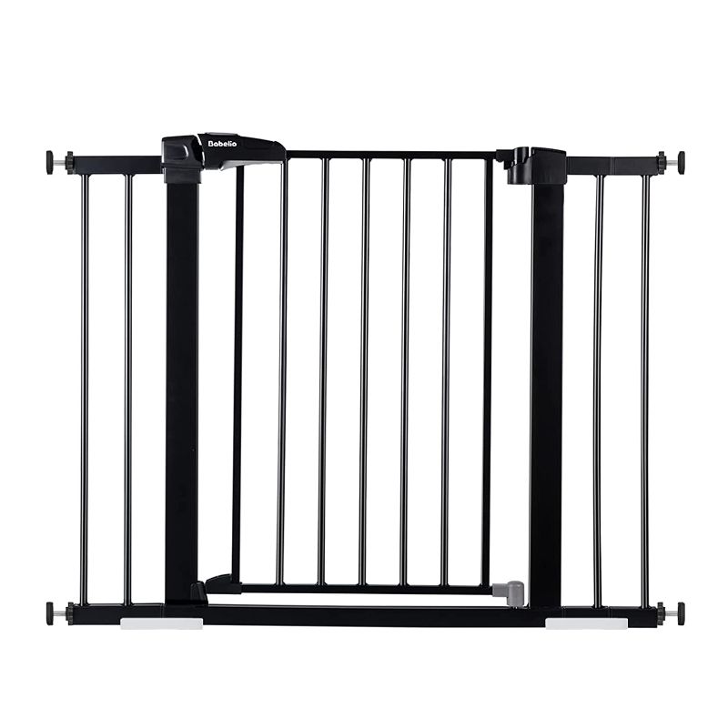 Photo 1 of Pressure Mounted Metal Baby Gate, No Drilling, No Tools Required, with Wall Protectors and Extenders (Black)