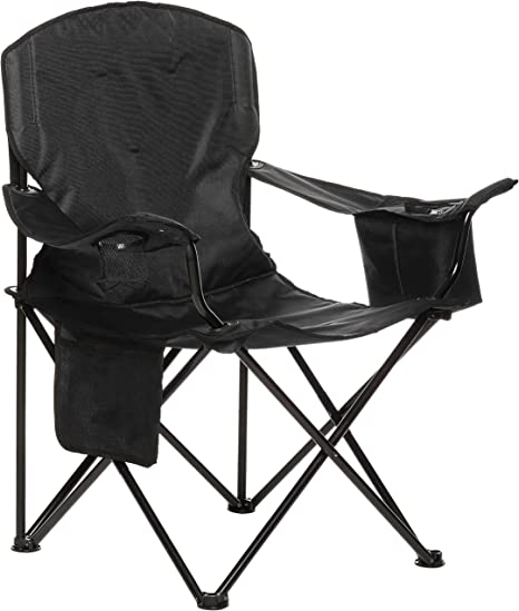 Photo 1 of Amazon Basics XL Folding Padded Outdoor Camping Chair with Carrying Bag - 38 x 24 x 36 Inches, Black
