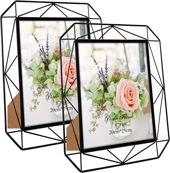 Photo 1 of 8x10 Picture Frame Set of 2, Black Metal Photo Frames for 8 by 10 Inch Pictures, Wall Mounting and Tabletop Display
