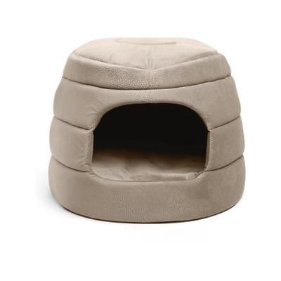 Photo 1 of Best Friends by Sheri 2-in-1 Honeycomb Hut Covered/Bolster Cat & Dog Bed, Wheat, Jumbo
