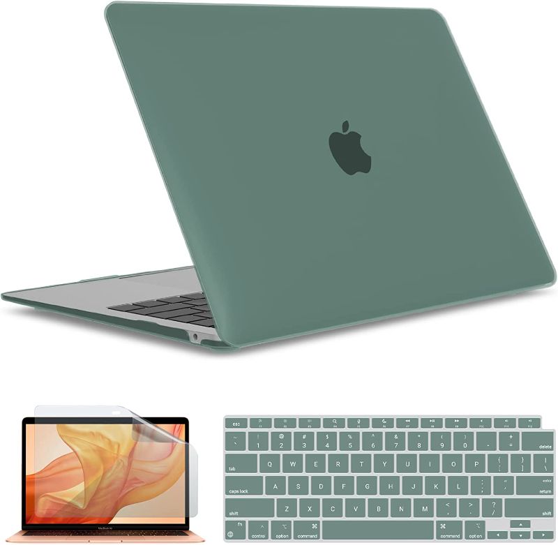 Photo 1 of IBENZER Compatible with 2022 2021 2020 MacBook Air 13 inch case M1 A2337 A2179 A1932, Hard Shell Case&Keyboard Cover&Screen Film for Mac Air 13 with Touch ID, Midnight Green,AT13MTGN+2
