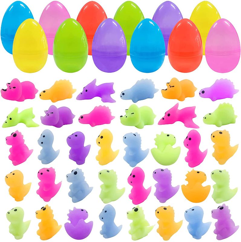 Photo 1 of 12 Pack Easter Eggs with 36pcs Dinosaur Squishy Toys for Kids Students Stress Relief and Anti-Anxiety Toy Easter Basket Stuffers