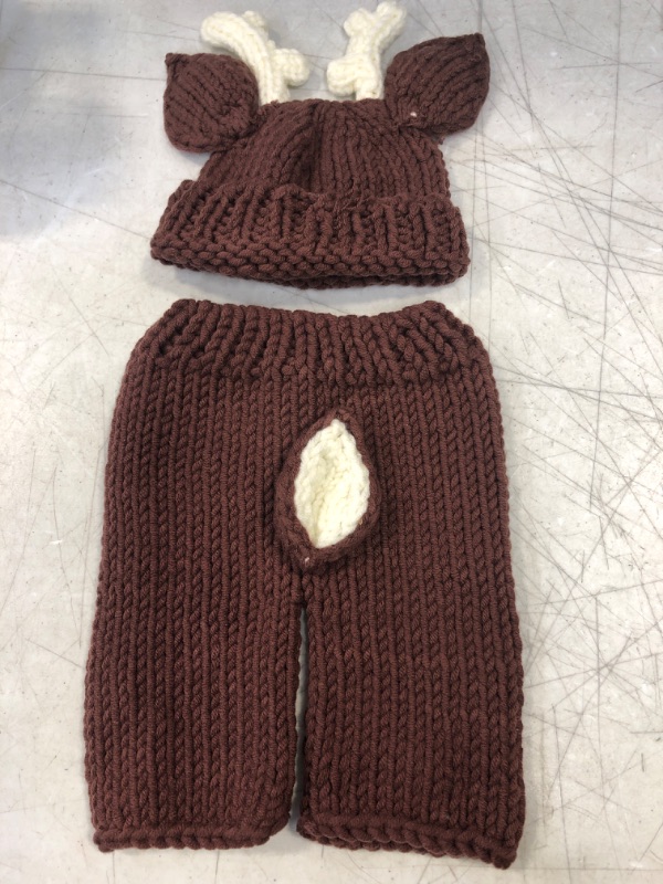 Photo 2 of Newborn Baby Photography Prop Crochet Knitted Deer Hat Pants