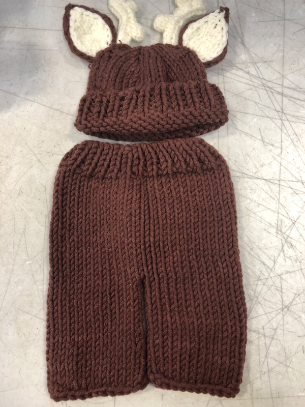 Photo 3 of Newborn Baby Photography Prop Crochet Knitted Deer Hat Pants