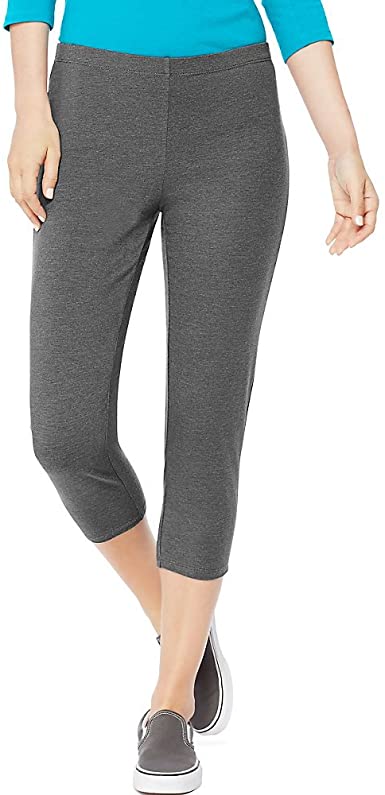 Photo 1 of -SIZE LARGE- Hanes Women's Stretch Jersey Capri Leggings (GREY)