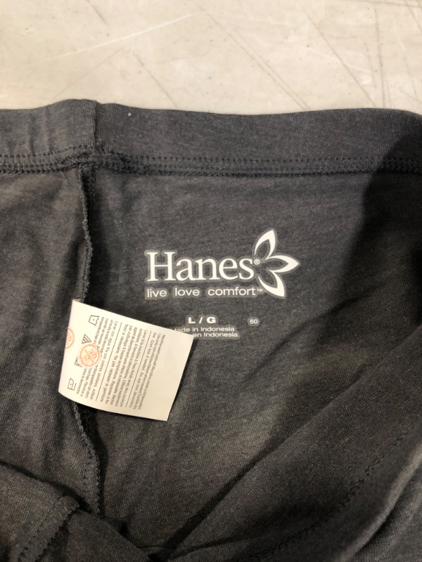 Photo 3 of -SIZE LARGE- Hanes Women's Stretch Jersey Capri Leggings (GREY)