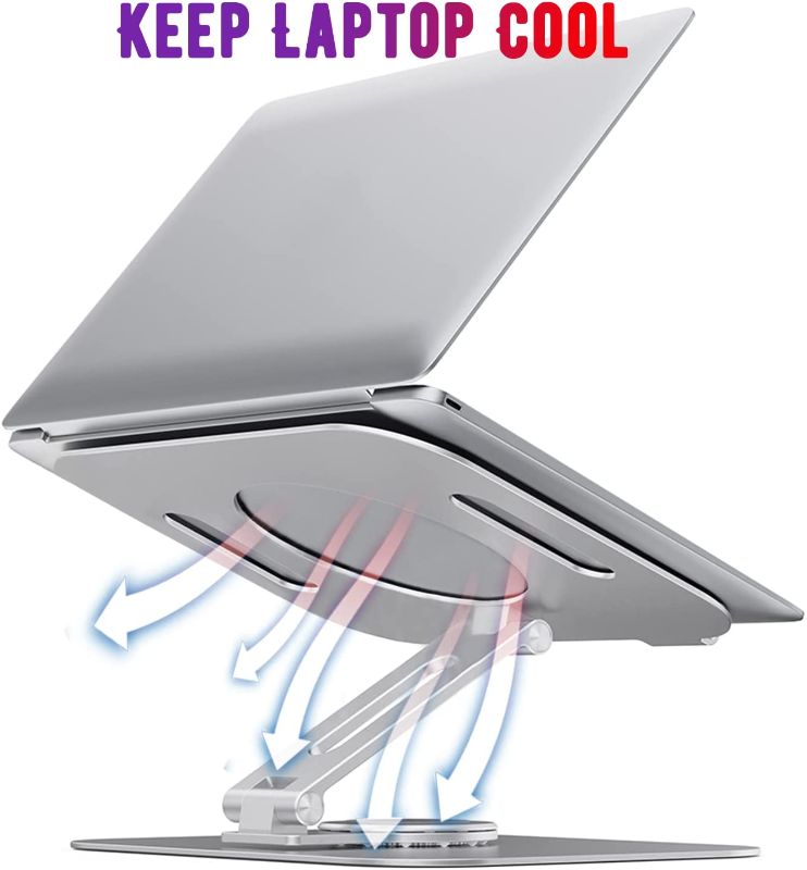 Photo 1 of Adjustable Laptop Stand, Ergonomic Aluminum Laptop Stand with Heat-Vent to Elevate Laptop, Rubber Protective, Foldable Easy Carry Fits up 14 to 17.3 Inches Notebook Computer, ipad (Silver) (L04)