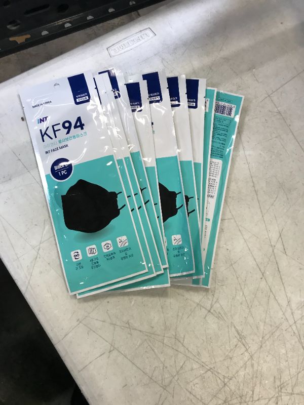 Photo 2 of  10 Pack,made in Korea ? INT BLACK KF94 Certified, 4-Layered Face Safety, Patented Adjustable Earloop, FDA Registered Device, Individually Sealed Package"MADE IN KOREA"