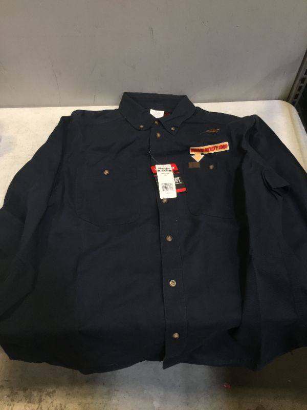 Photo 2 of Wrangler Men's Riggs Workwear Twill Button Down Work Shirt Navy Blue, X-Large - Men's Longsleeve Work Shirts at Academy Sports
Size: XL
