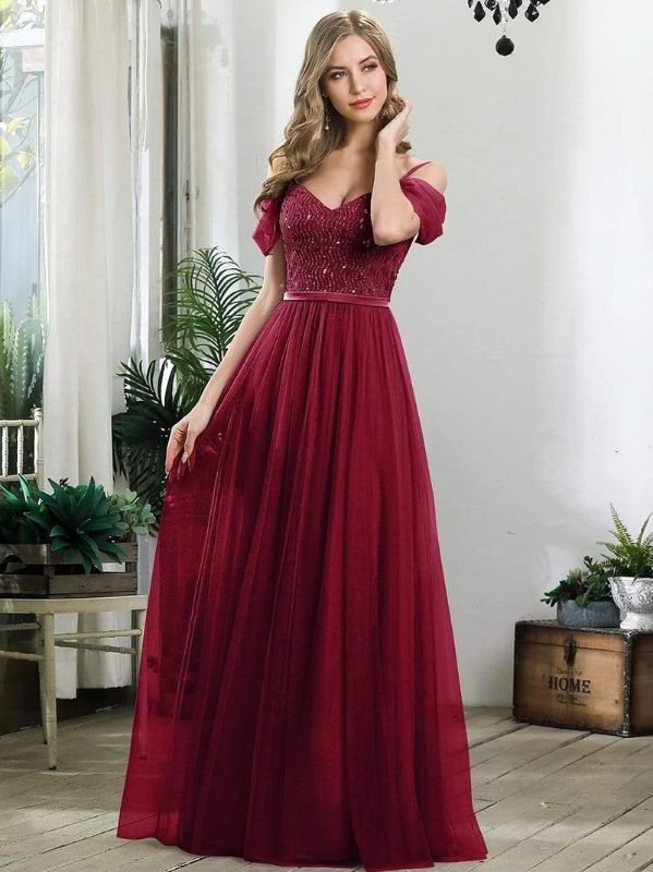 Photo 1 of A-Line Sweetheart Neckline Ruffle Sleeve Tulle Wholesale Bridesmaid Dress
MEDIUM