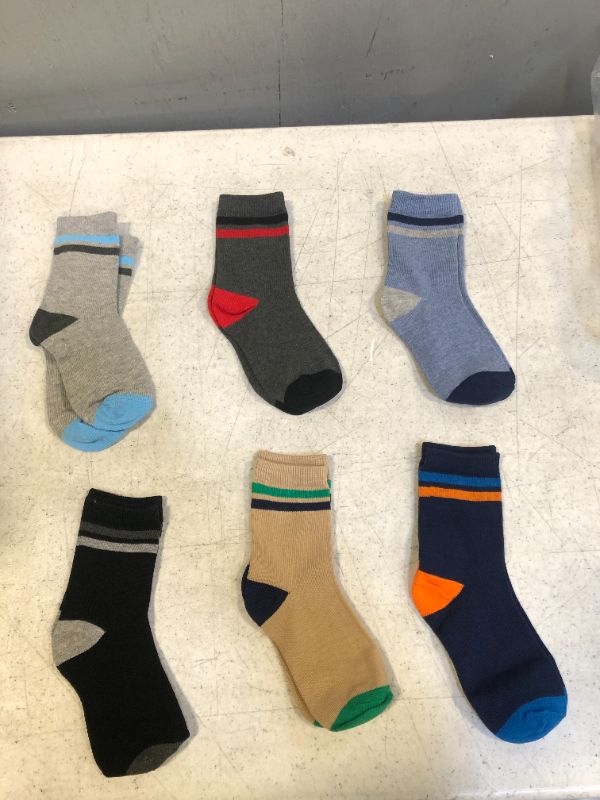 Photo 1 of Jefferies Socks Big Boys' Stripe Crew Socks 6 Pack, Multi Size ( SIZE SMALL ) 
