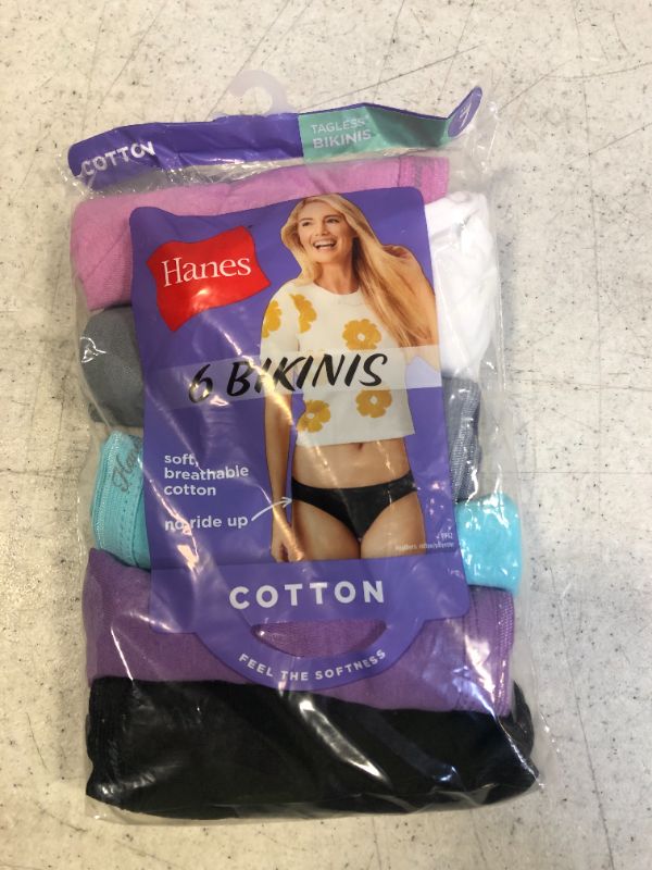 Photo 3 of Hanes Womens Cotton Bikini Underwear Multi-packs (Colors May Vary) ( SIZE 7 / LARGE ) 
