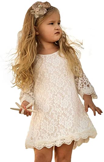 Photo 1 of APRIL GIRL Flower Girl Dress, Lace Dress 3/4 Sleeve Dress ( COLOR : IVORY ) ( SIZE 90 APROX 2T )
