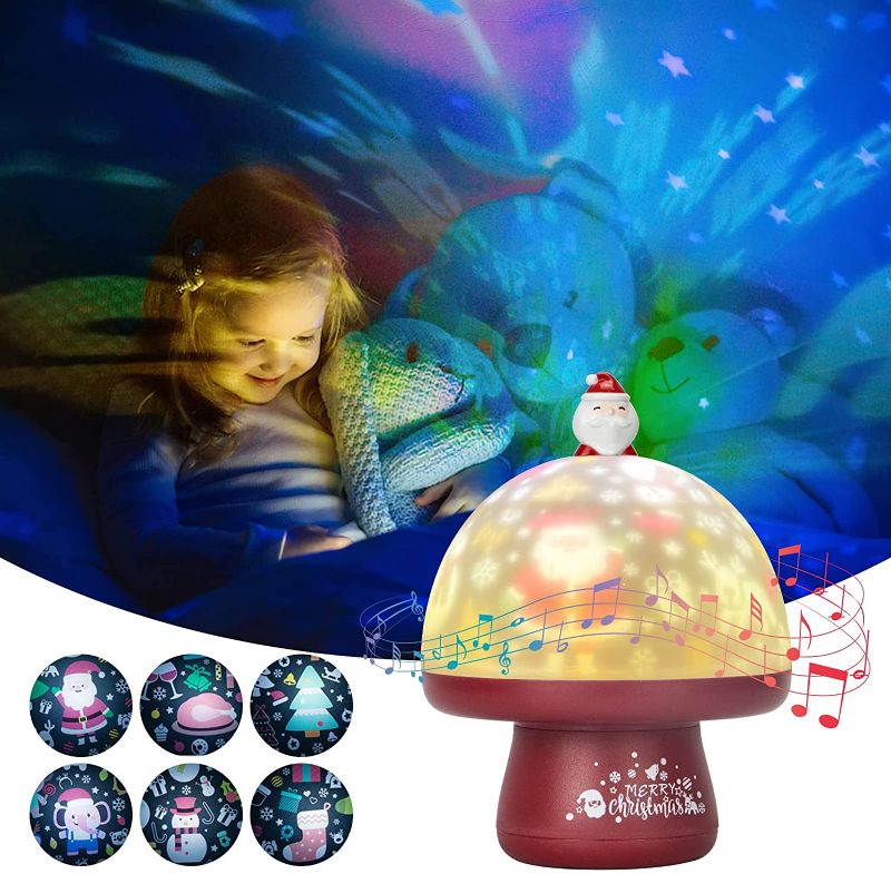 Photo 1 of Christmas Projector Night Lights,360 Degree Rotation Starry Light Projector with 3 Lighting Effects and 6 Different Films,Rechargeable NightLight for Boys Girls Kids Room Decorations(Red)
