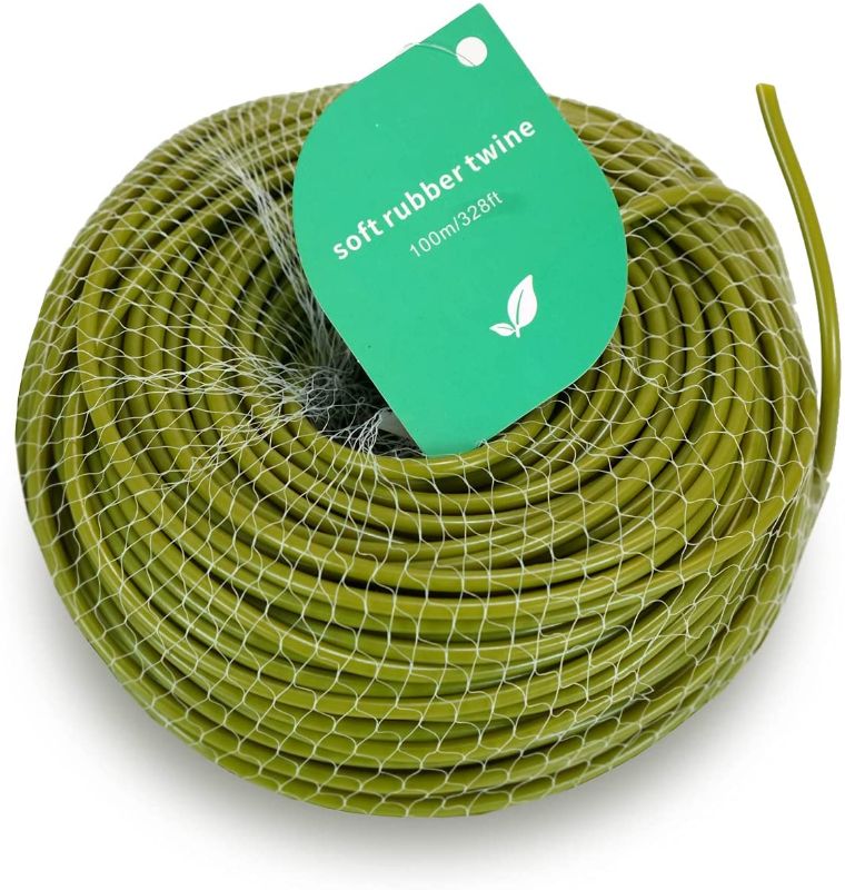 Photo 1 of Bacetuao (100m/328ft) Soft Rubber Garden Twine, Soft Stretch Plant and Tree Tie, Hollow Stretch Rubber Twine Expands with The Growth Plant or Fruit Tree, Indoor, Outdoor and Office useGreen
