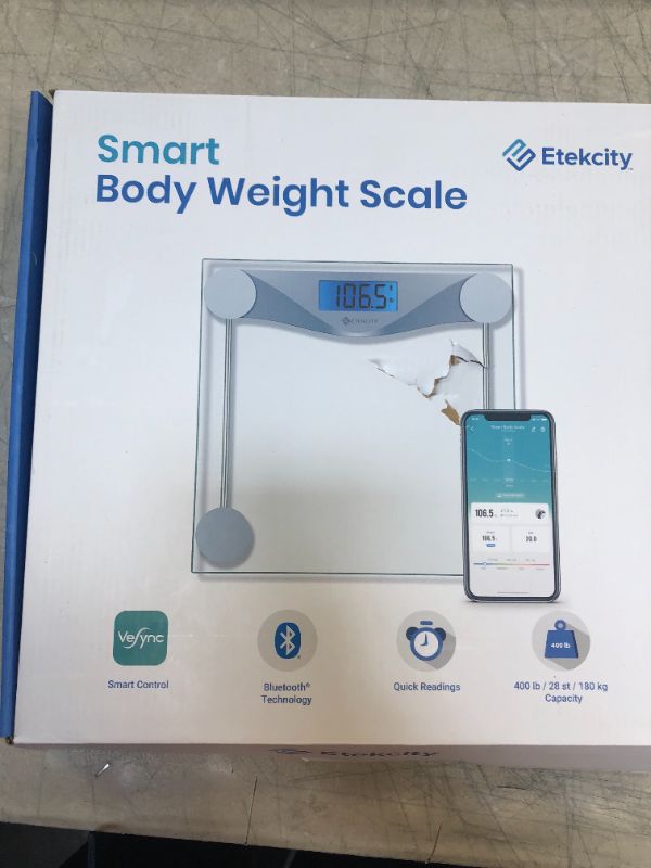 Photo 2 of Etekcity Bathroom Scale for Body Weight BMI Scale, Upgraded Bluetooth Digital Scale, Large Blue LCD Backlight Display, High Precision Measurements, 400 Pounds

