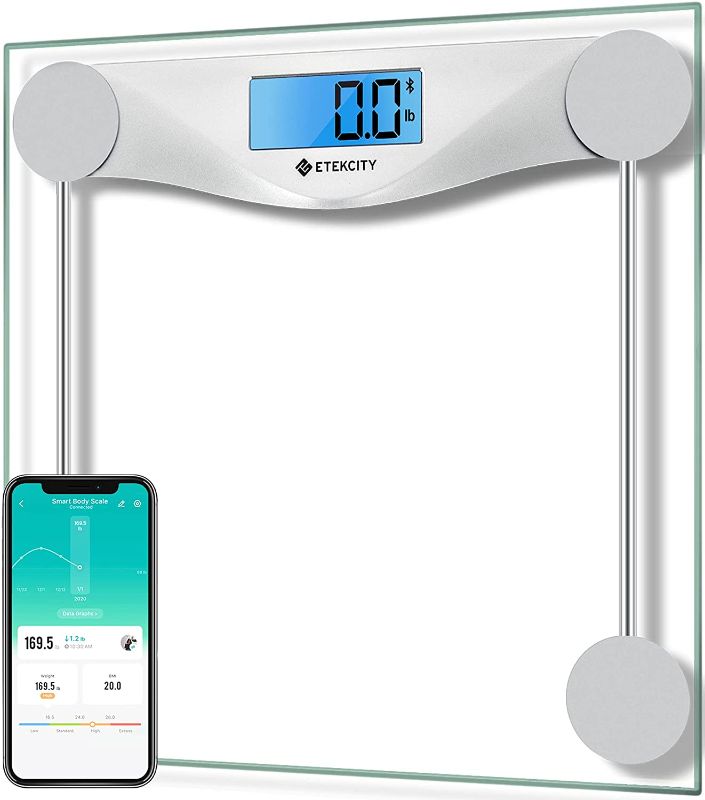 Photo 1 of Etekcity Bathroom Scale for Body Weight BMI Scale, Upgraded Bluetooth Digital Scale, Large Blue LCD Backlight Display, High Precision Measurements, 400 Pounds
