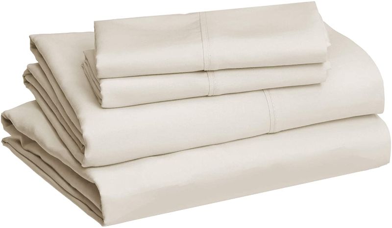 Photo 1 of Amazon Basics Lightweight Super Soft Easy Care Microfiber Bed Sheet Set with 14" Deep Pockets - Twin, Beige
