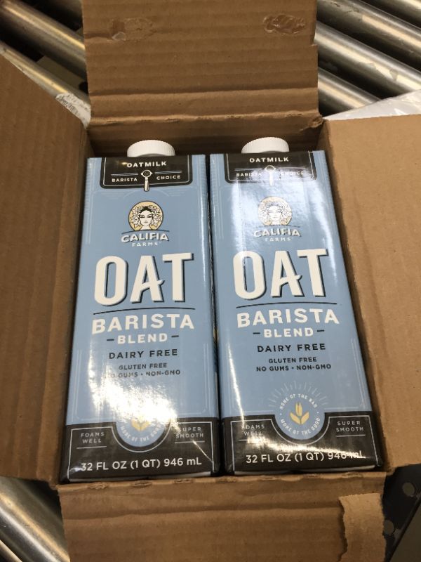 Photo 2 of 2 BOXES Califia Farms - Oat Milk, Unsweetened Barista Blend, 32 Fl Oz (Pack of 6) | Shelf Stable | Non Dairy Milk | Creamer | Vegan | Plant Based | Gluten-Free | Non-GMO BEST BY 30 NOV 2021
