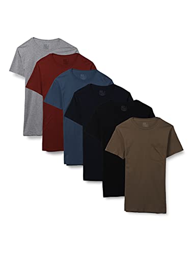 Photo 1 of Barcode for Fruit of the Loom Men's Short Sleeve Pocket T-Shirt, 6 Pack-Assorted Colors, Medium
