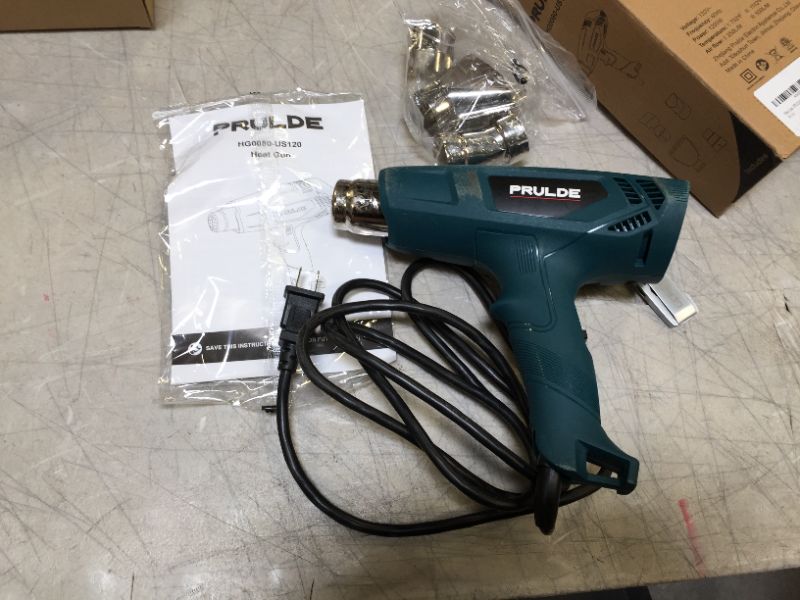 Photo 2 of Heat Gun, PRULDE HG0080 Hot Air Gun Kit Dual Temperature Settings 752 -1112 Deg F with 4 Nozzles for Crafts, Shrink Wrapping/Tubing, Paint Removing
