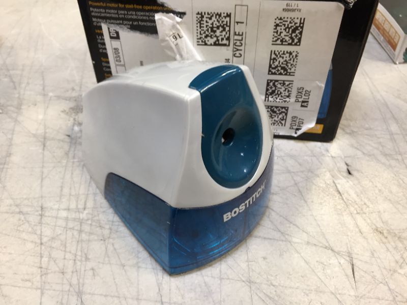 Photo 2 of Bostitch Personal Electric Pencil Sharpener, Blue (EPS4-BLUE) -- Missing Power Cord