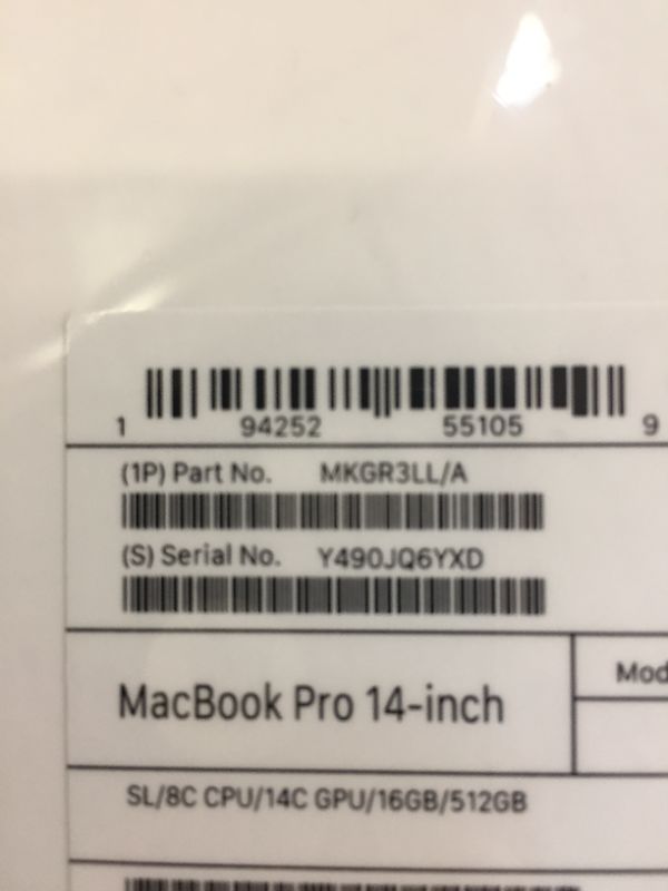 Photo 4 of 2021 Apple MacBook Pro (14-inch, Apple M1 Pro chip with 8?core CPU and 14?core GPU, 16GB RAM, 512GB SSD) - Space Gray
(FACTORY SEALED)
