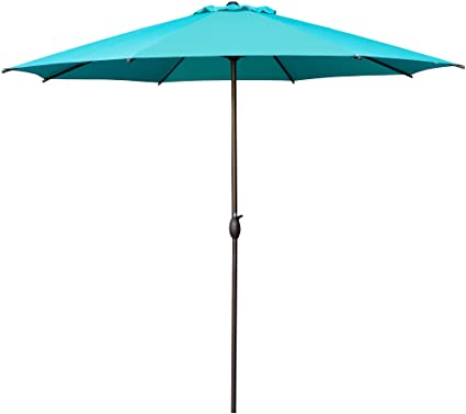 Photo 1 of Abba Patio 11ft Patio Umbrella Outdoor Umbrella Patio Market Table Umbrella with Push Button Tilt and Crank for Garden, Lawn, Deck, Backyard & Pool, Turquoise
