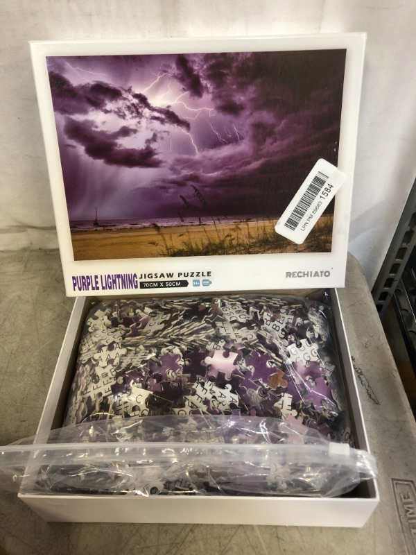 Photo 2 of Jigsaw Puzzles 1000 Pieces for Adults Purple Lightning, Summer Beach Storm Puzzles, Educational Fun Game Intellectual Decompressing Interesting Puzzle
