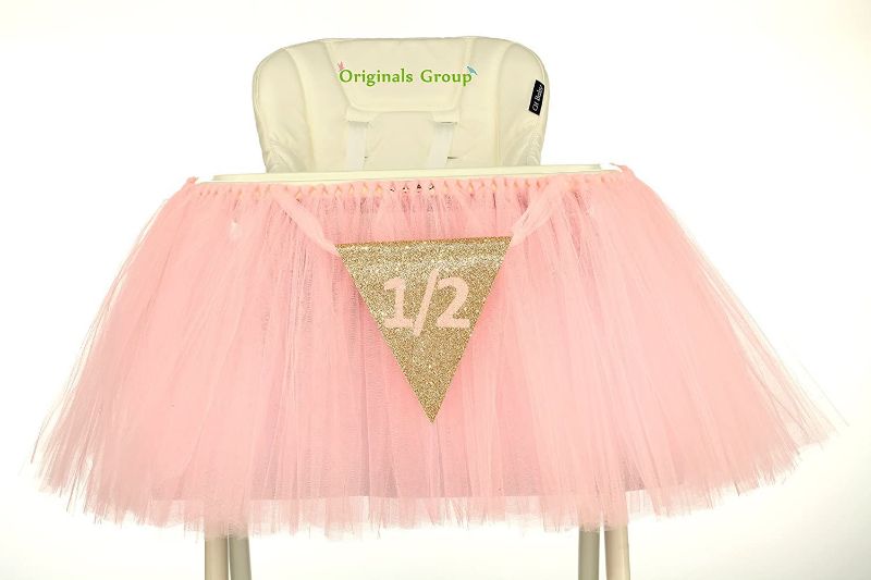 Photo 1 of Originals Group Six Months Half Year Old 1st Birthday Baby Pink Tutu Skirt for High Chair Decoration for Party Supplies
