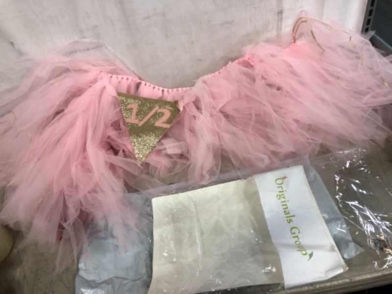 Photo 2 of Originals Group Six Months Half Year Old 1st Birthday Baby Pink Tutu Skirt for High Chair Decoration for Party Supplies
