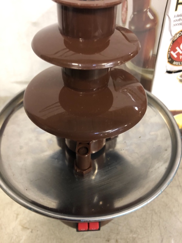Photo 3 of Chocolate Fountain,3 Tiers Electric Chocolate Melting Pot with 6pcs Iron Sticks,Mini Stainless Steel Fondue,Chocolate Fountain Melting Chocolate,Perfect for Nacho Cheese,BBQ Sauce,Ranch,Liqueurs
