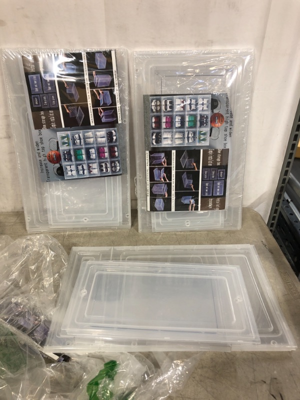 Photo 1 of 3Pack Clear Shoe Box, Shoe Boxes Clear Plastic Stackable with Lids, Drop Front Shoe Organizer and Containers, Sneaker Storage Display Case Magnetic Door, Easy to Assemble