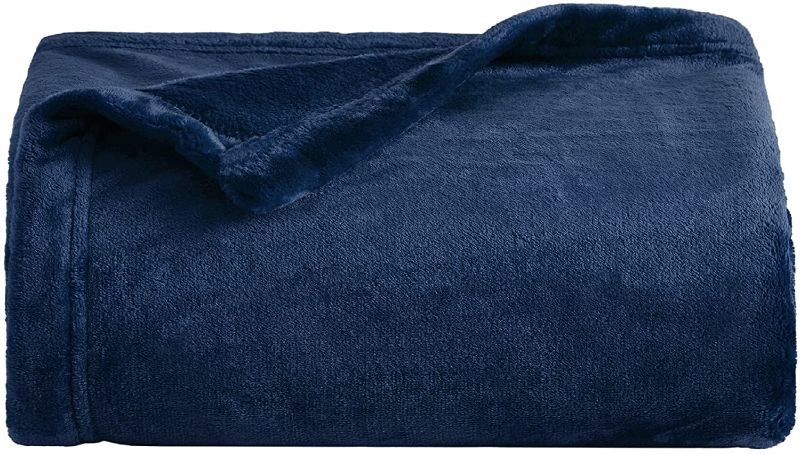 Photo 1 of Bedsure Fleece Blanket Throw Blanket - Dark Blue Lightweight Blanket for Sofa, Couch, Bed, Camping, Travel - Super Soft Cozy Microfiber Blanket
