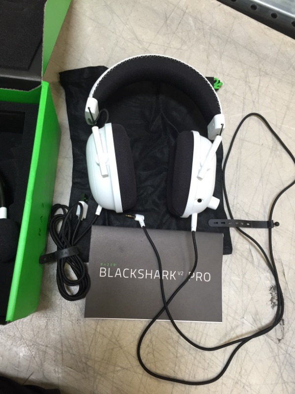 Photo 2 of Razer BlackShark V2 Pro Wireless Gaming Headset: THX 7.1 Spatial Surround Sound - 50mm Drivers - Detachable Mic - for PC, PS5, PS4, Switch, White UNABLE TO TEST FOR PROPER FUNCTION 
