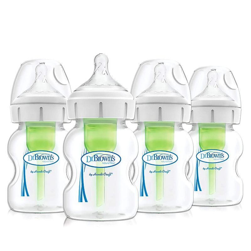 Photo 1 of Dr. Brown's Options+ Wide-Neck Bottle, Level 1 Nipple, 5 Ounce (Pack of 4)
