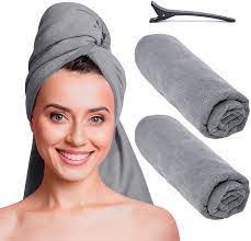 Photo 1 of 4 x 1 feet Scala (2 Pack) Large Microfiber Hair Towel - Quick Drying, Ultra Absorbent, Anti Frizz for Long, Curly, Straight, or Color Treated Hair for Women, Includes Towel Clip
