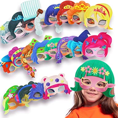 Photo 1 of Activity Kings - Felt Masks for Kids Party Cosplay, 20 Styles, Kids Costumes Dress-Up Party Accessories for Girls Pretend Playing Game Favors…
