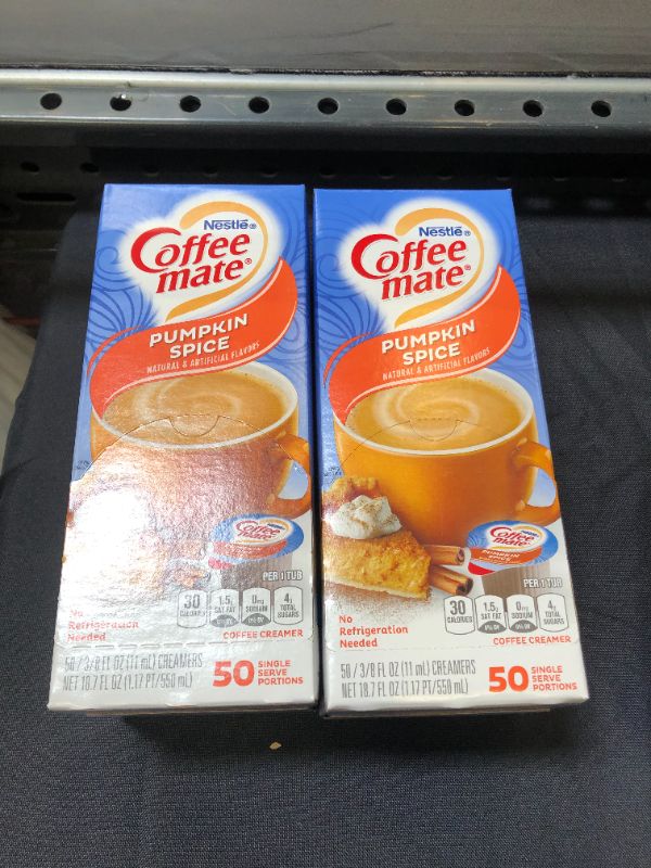 Photo 2 of (2 PACK) Nestle,Pumpkin Spice, Coffee-mate Liquid Coffee Creamer Single Serving Tubs - Seasonal Flavor, 0.37 Fl Oz (Pack of 50) --- EXP 04/2022