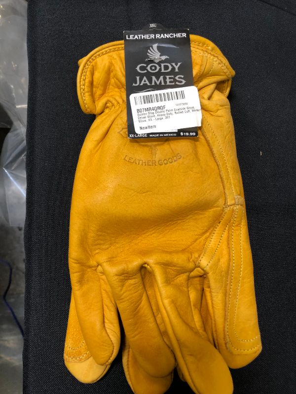 Photo 2 of Golden Stag Double Palm Cowhide Glove, Driver Glove, Heavy Duty, Rolled Cuff, Working Glove, XX-Large, 207
