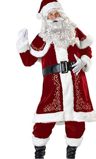 Photo 1 of Edith qi Men's Deluxe Santa Suit Thicken Plush Adult Christmas Costume Cosplay