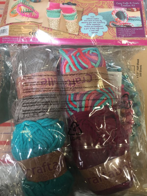 Photo 1 of Craftabelle – Cozy Cuffs & Cowls Creation Kit – Beginner Knitting Kit – 9pc Weaving Set with Circular Loom and Accessories – DIY Craft Kits for Kids 8 Years +