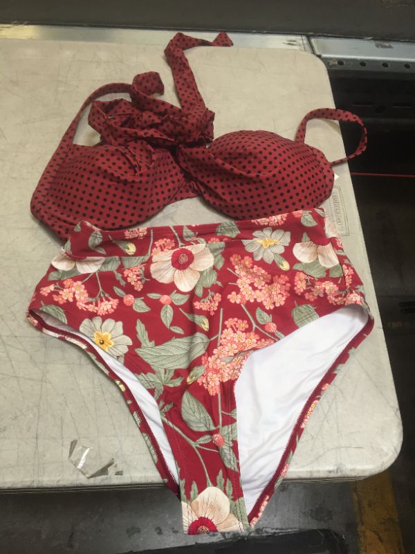 Photo 2 of CUPSHE Polka Dot And Floral Twist Bikini---MEDIUM---
 