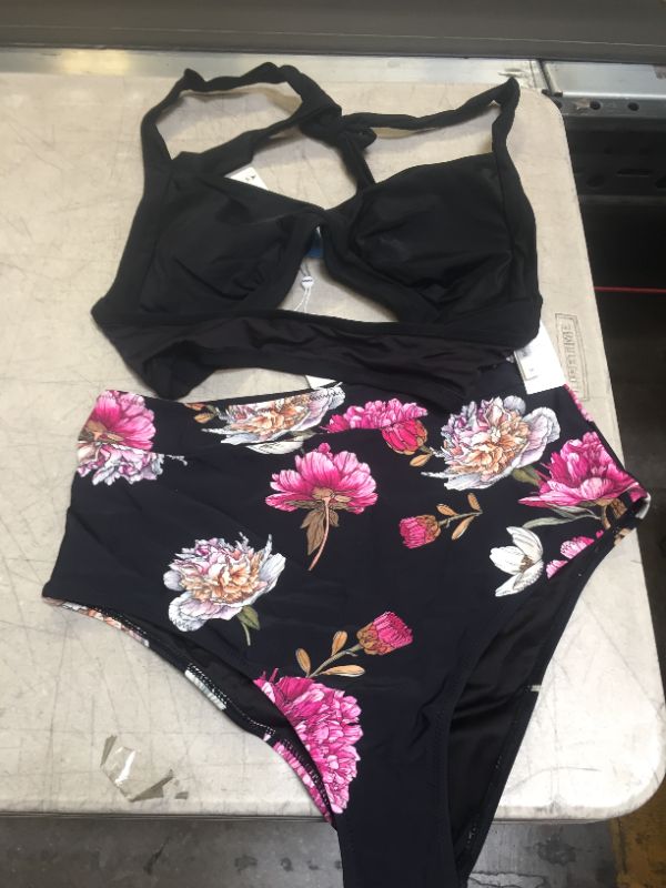 Photo 2 of CUPSHE Black Floral Halter High Waisted Bikini---MEDIUM---
