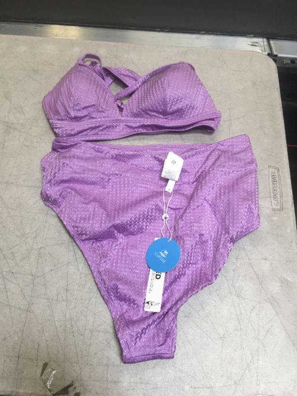 Photo 2 of CUPSHE Amiya Purple V-Neck Criss Cross High Waisted Bikini---MEDIUM---
