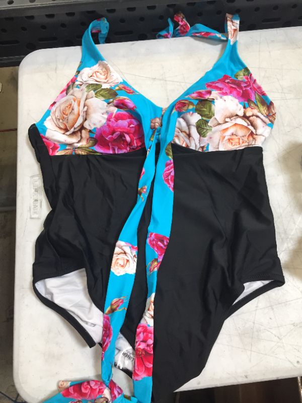 Photo 2 of Floral And Black Halter One Piece Swimsuit
XL