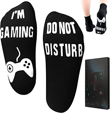 Photo 1 of Do Not Disturb I'm Gaming Socks, Gaming Sock Novelty Gifts for Teen Boys Mens Gamer Kids Sons Husbands Dad Father OSFM 2 pack 