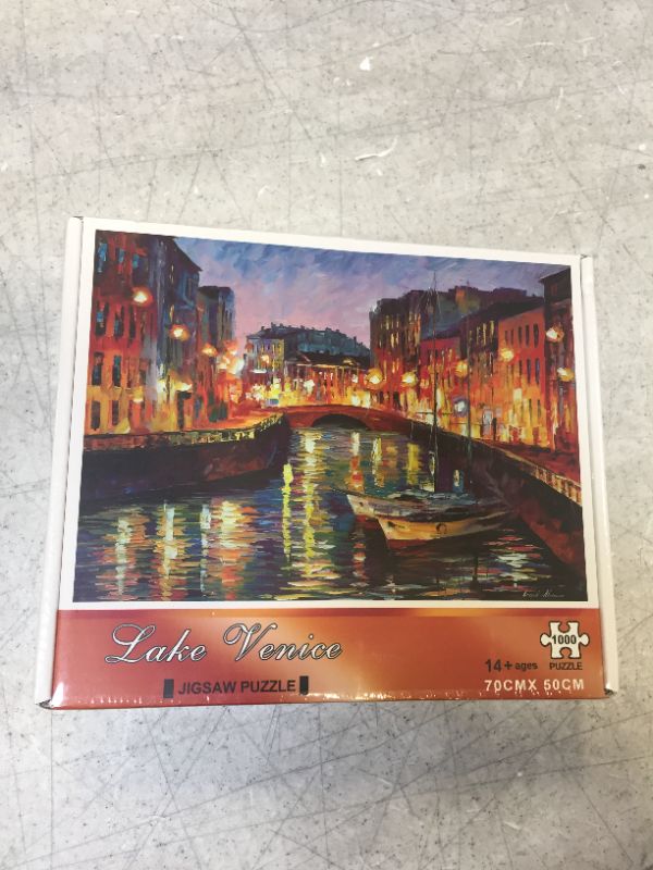 Photo 2 of 1000 Piece Jigsaw Puzzles for Adults, Large 70cm x 50cm 1000 Piece Puzzle Educational Game Toys and Unique Artwork for Families Adults Teens Age of 14 +, Venice Lake Side Oil Painting
